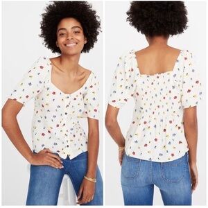 Madewell Seamed Button-Down Blouse in Confetti Floral Size XS